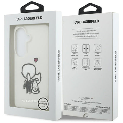 MagSafe-deksel for Samsung Galaxy S26 S942, Karl Lagerfeld, IML Karl & Choupette Back Logo, hvit