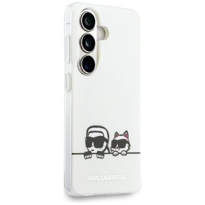 MagSafe-deksel for Samsung Galaxy S26 S942, Karl Lagerfeld, IML Karl & Choupette Peekaboo Logo, Hvit
