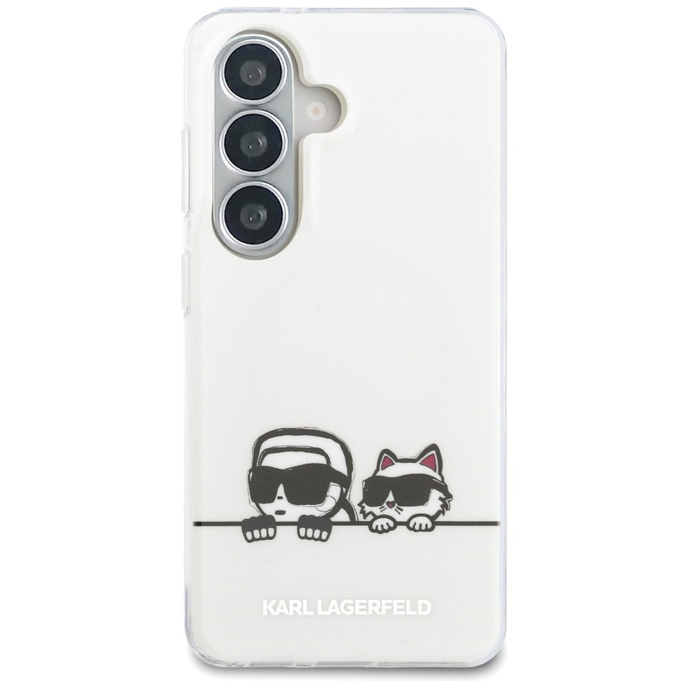 MagSafe-deksel for Samsung Galaxy S26 S942, Karl Lagerfeld, IML Karl & Choupette Peekaboo Logo, Hvit