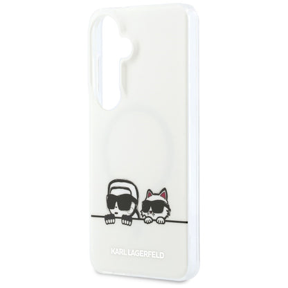 MagSafe-deksel for Samsung Galaxy S26 S942, Karl Lagerfeld, IML Karl & Choupette Peekaboo Logo, Hvit