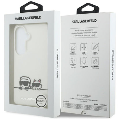 MagSafe-deksel for Samsung Galaxy S26 S942, Karl Lagerfeld, IML Karl & Choupette Peekaboo Logo, Hvit