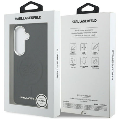 MagSafe-deksel for Samsung Galaxy S26 S942, Karl Lagerfeld, Initial Logo Debossed, Svart