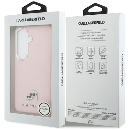 MagSafe-deksel for Samsung Galaxy S26 S942, Karl Lagerfeld, Karl & Choupette Head's Pin, Rosa