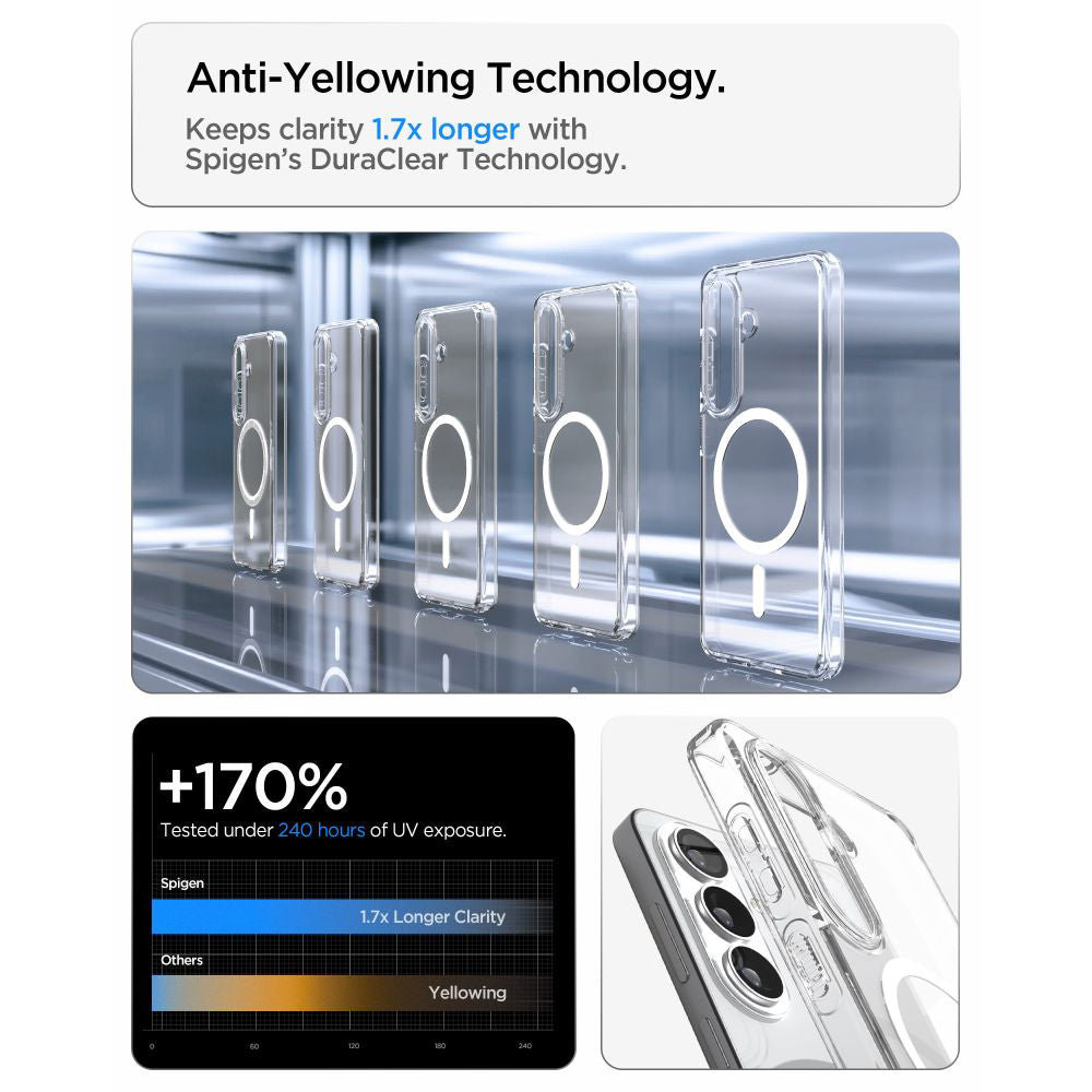 MagSafe-deksel for Samsung Galaxy S26 S942, Spigen, Ultra Hybrid, Transparent Hvit ACS10734