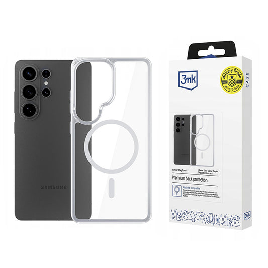 MagSafe-deksel for Samsung Galaxy S26 Ultra, 3MK, Armor MagCase, Gjennomsiktig