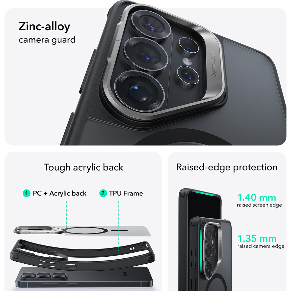 MagSafe-deksel for Samsung Galaxy S26 Ultra, ESR, Classic Hybrid Kickstand, Satinert Svart