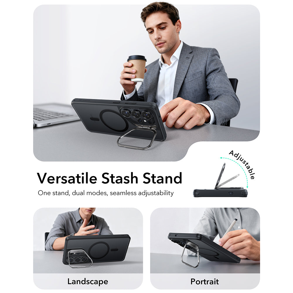 MagSafe-deksel for Samsung Galaxy S26 Ultra, ESR, Classic Hybrid Kickstand, Satinert Svart