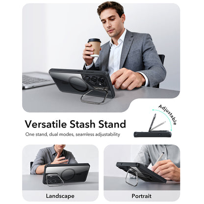MagSafe-deksel for Samsung Galaxy S26 Ultra, ESR, Classic Hybrid Kickstand, Svart Gjennomsiktig