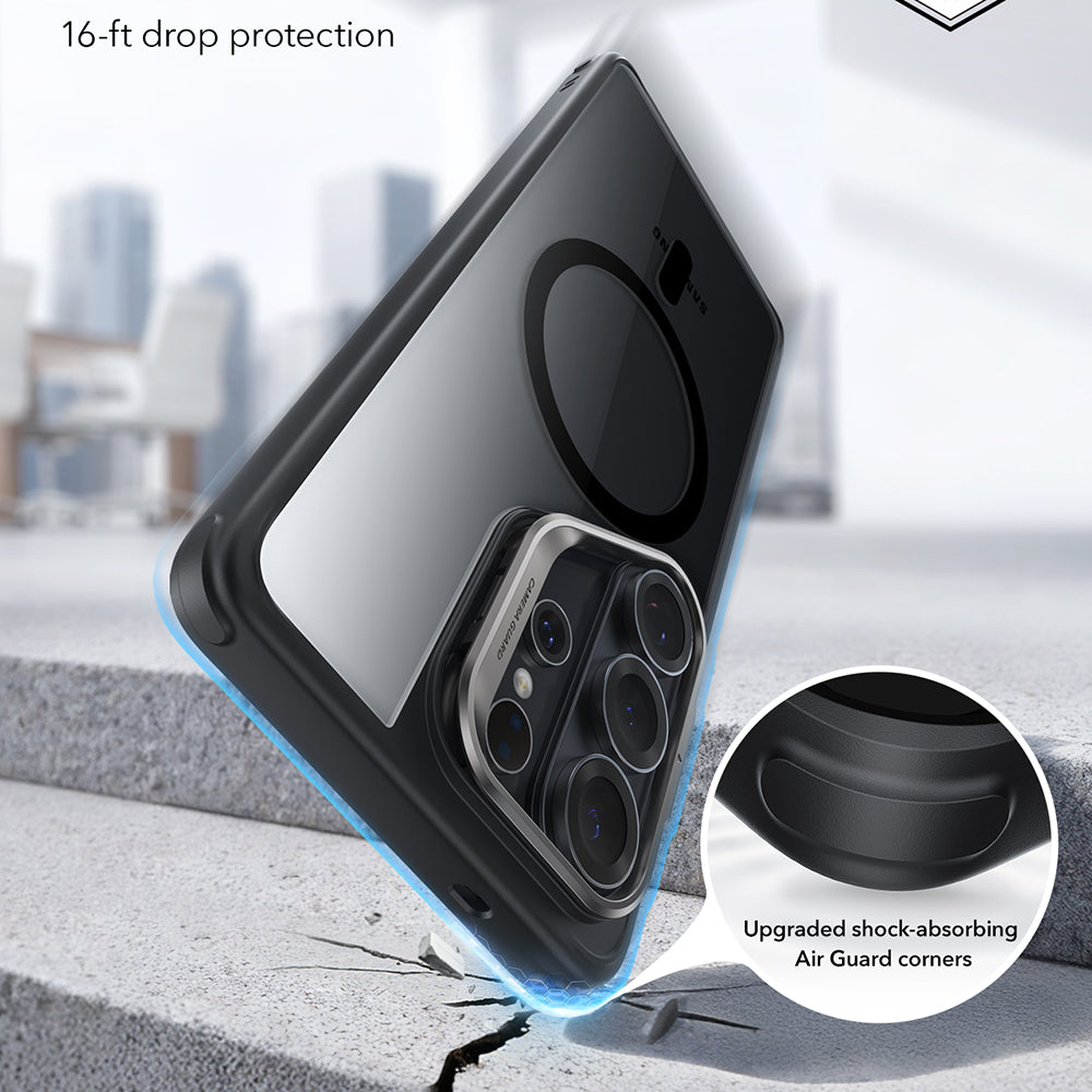 MagSafe-deksel for Samsung Galaxy S26 Ultra, ESR, Classic Hybrid Kickstand, Svart Gjennomsiktig