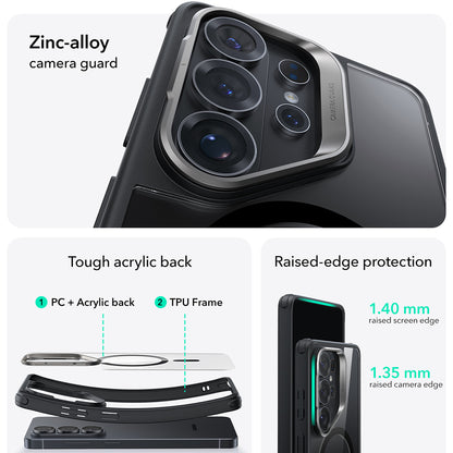 MagSafe-deksel for Samsung Galaxy S26 Ultra, ESR, Classic Hybrid Kickstand, Svart Gjennomsiktig