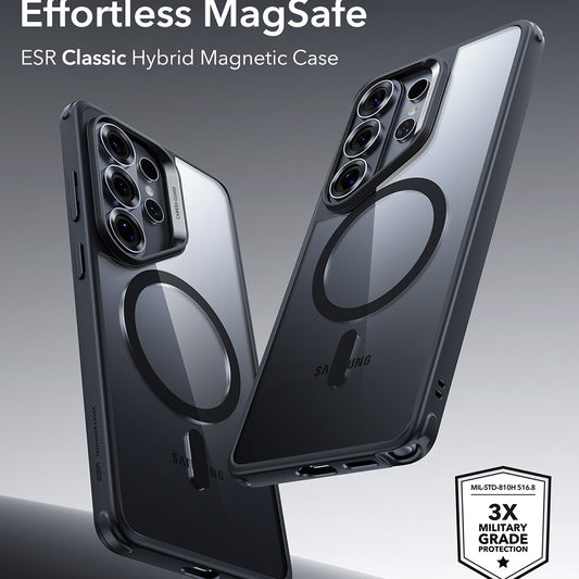 MagSafe-deksel for Samsung Galaxy S26 Ultra, ESR, Classic Hybrid, Svart Gjennomsiktig