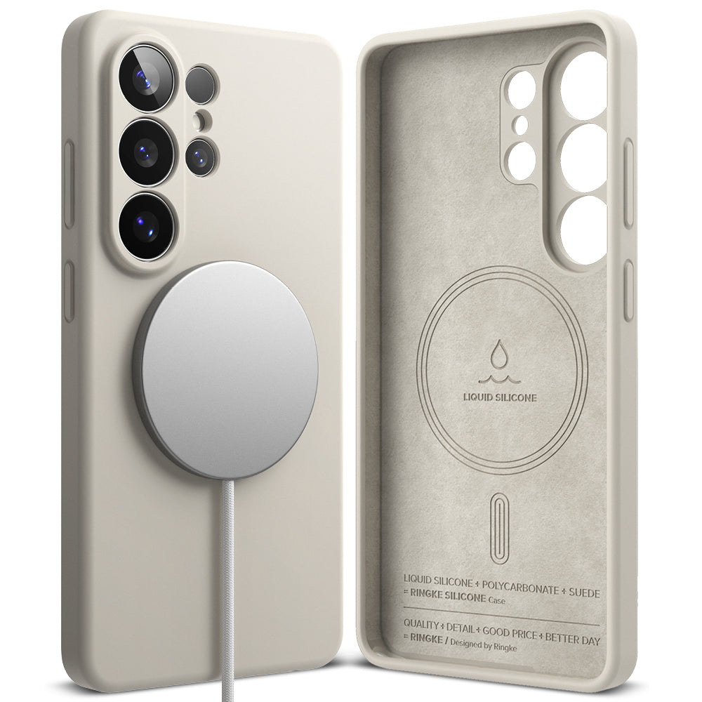 MagSafe-deksel for Samsung Galaxy S26 Ultra, Ringke, Silikon, Krem