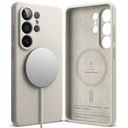 MagSafe-deksel for Samsung Galaxy S26 Ultra, Ringke, Silikon, Krem