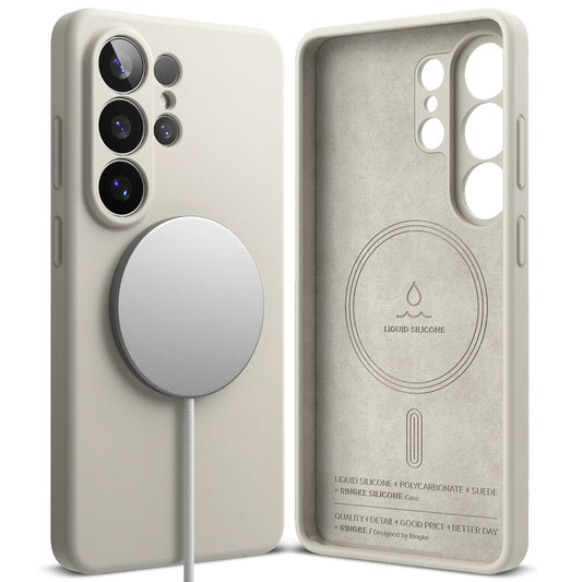 MagSafe-deksel for Samsung Galaxy S26 Ultra, Ringke, Silikon, Krem