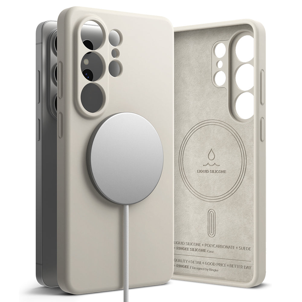 MagSafe-deksel for Samsung Galaxy S26 Ultra, Ringke, Silikon, Krem