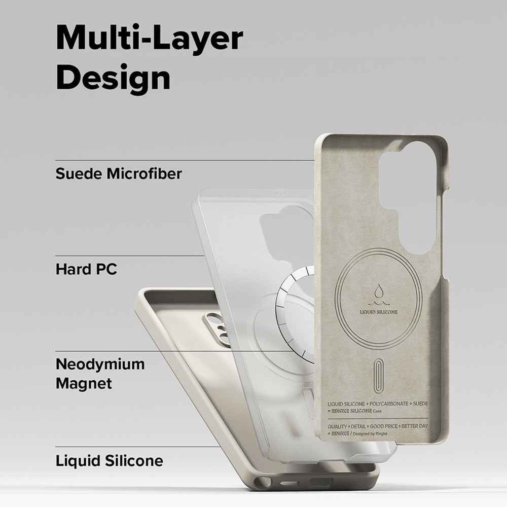 MagSafe-deksel for Samsung Galaxy S26 Ultra, Ringke, Silikon, Krem