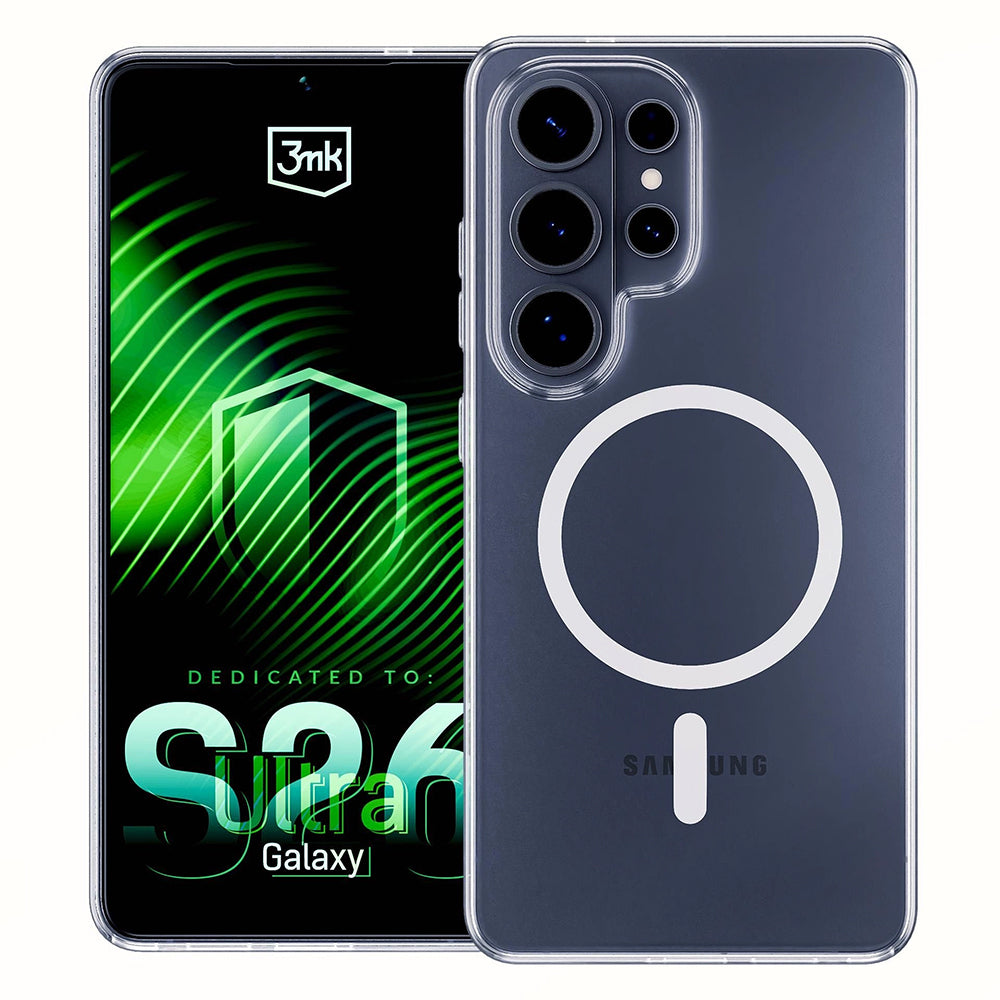 MagSafe-deksel for Samsung Galaxy S26 Ultra S948, 3MK, Clear MagCase, Gjennomsiktig