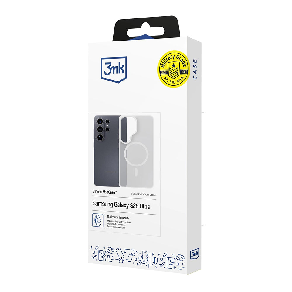 MagSafe-deksel for Samsung Galaxy S26 Ultra S948, 3MK, Smoke MagCase, Hvit