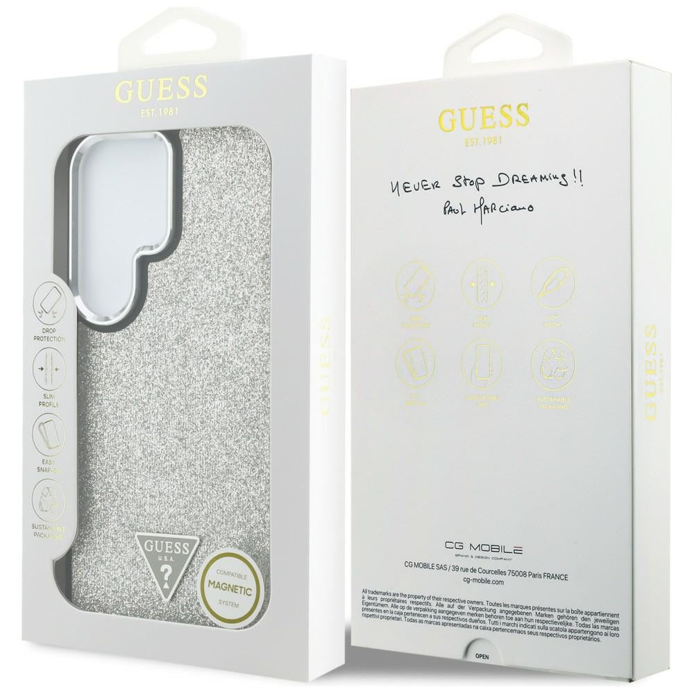 MagSafe-deksel for Samsung Galaxy S26 Ultra S948, Guess, Fast Glitter Triangle Logo, Sølv