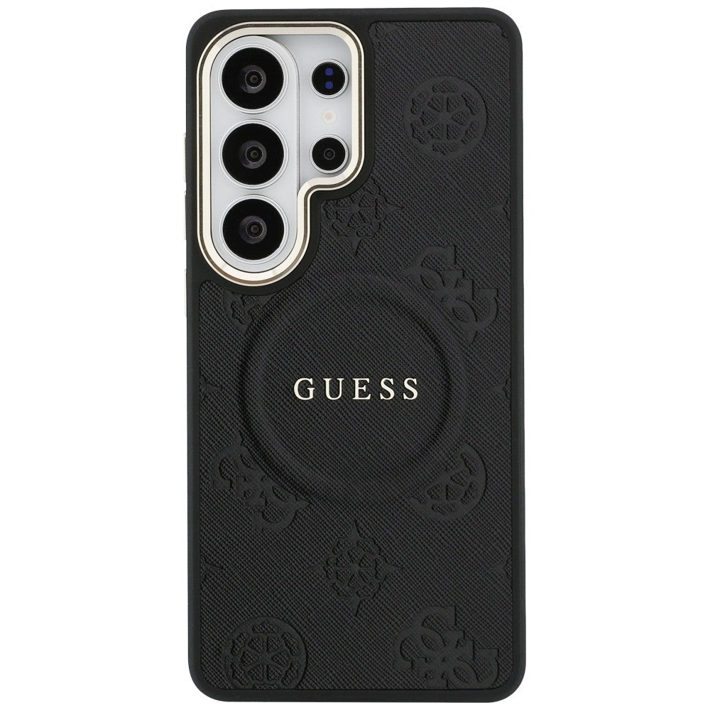 MagSafe-deksel for Samsung Galaxy S26 Ultra S948, GUESS, Saffiano Peony Embossed Ring, Svart
