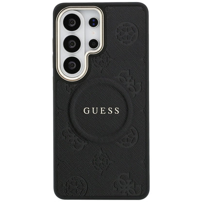 MagSafe-deksel for Samsung Galaxy S26 Ultra S948, GUESS, Saffiano Peony Embossed Ring, Svart