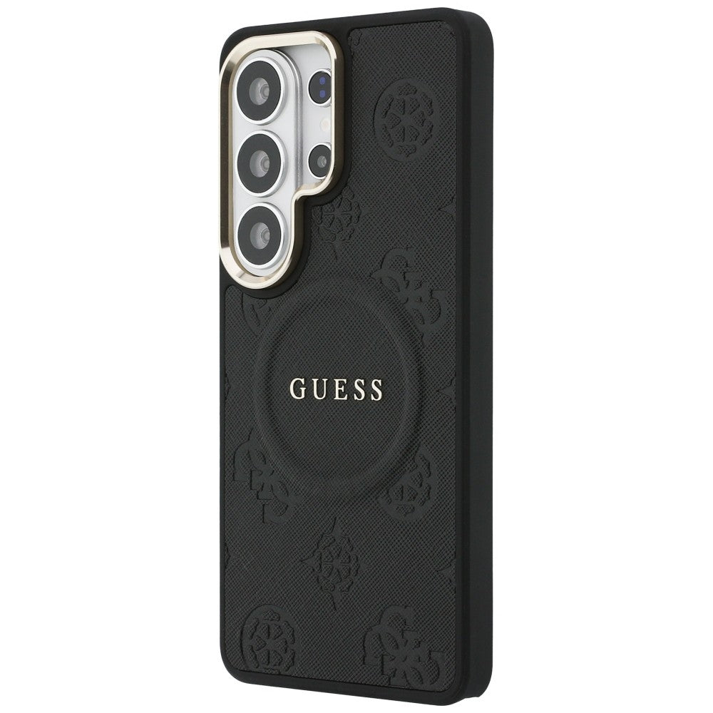 MagSafe-deksel for Samsung Galaxy S26 Ultra S948, GUESS, Saffiano Peony Embossed Ring, Svart