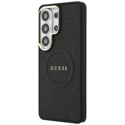 MagSafe-deksel for Samsung Galaxy S26 Ultra S948, GUESS, Saffiano Peony Embossed Ring, Svart