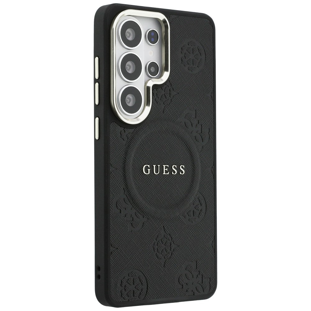MagSafe-deksel for Samsung Galaxy S26 Ultra S948, GUESS, Saffiano Peony Embossed Ring, Svart