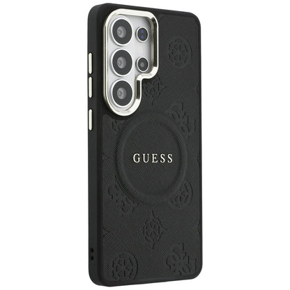 MagSafe-deksel for Samsung Galaxy S26 Ultra S948, GUESS, Saffiano Peony Embossed Ring, Svart