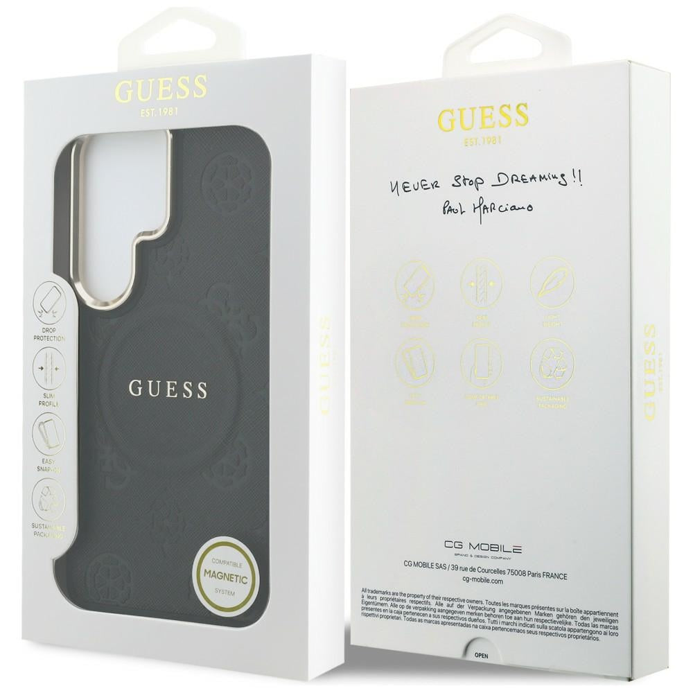 MagSafe-deksel for Samsung Galaxy S26 Ultra S948, GUESS, Saffiano Peony Embossed Ring, Svart