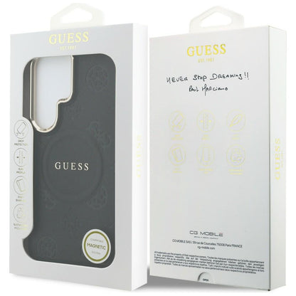 MagSafe-deksel for Samsung Galaxy S26 Ultra S948, GUESS, Saffiano Peony Embossed Ring, Svart