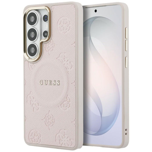 MagSafe-deksel for Samsung Galaxy S26 Ultra S948, Guess, Saffiano Peony preget ring, rosa