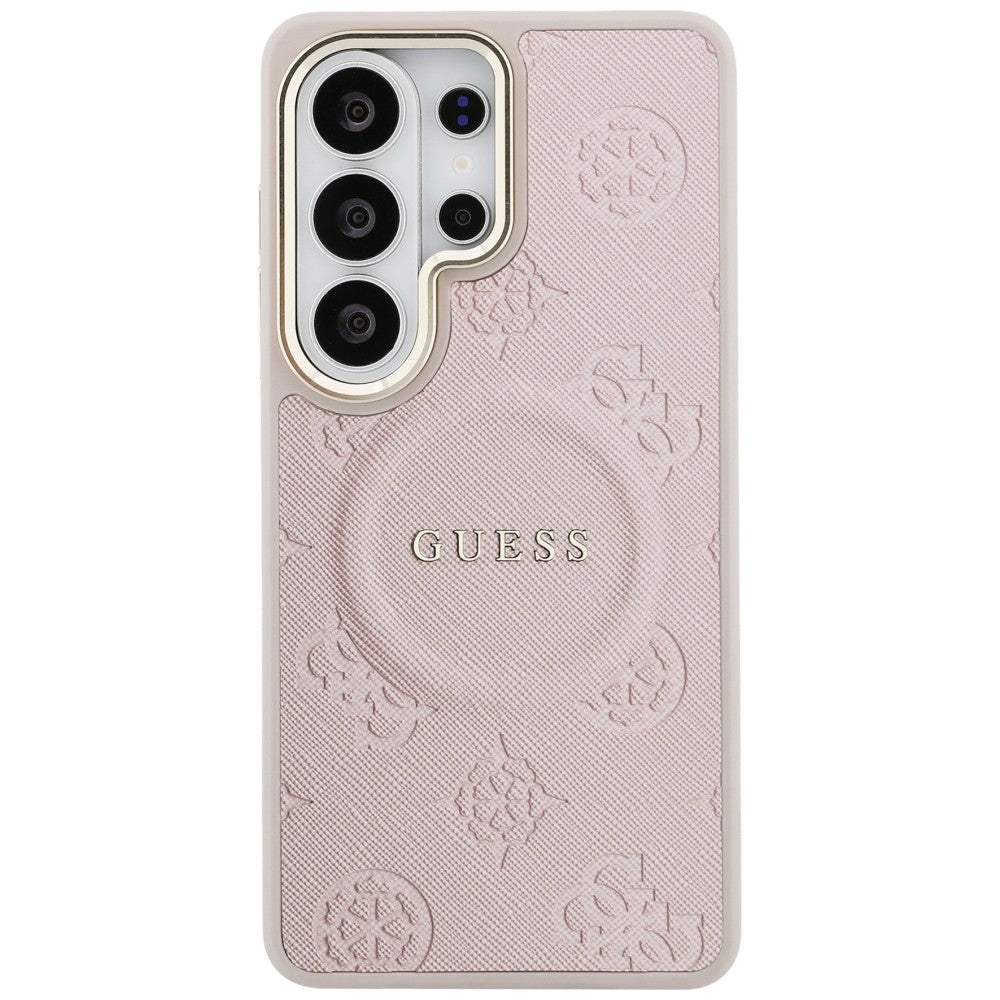 MagSafe-deksel for Samsung Galaxy S26 Ultra S948, Guess, Saffiano Peony preget ring, rosa