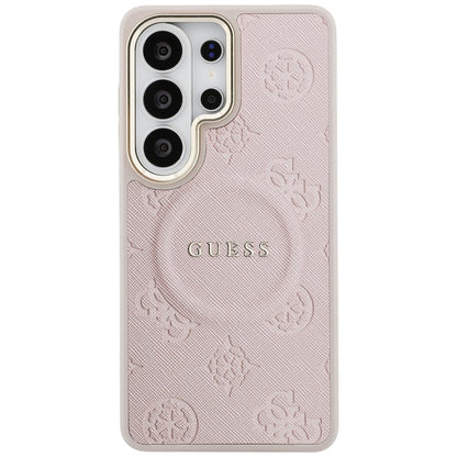 MagSafe-deksel for Samsung Galaxy S26 Ultra S948, Guess, Saffiano Peony preget ring, rosa