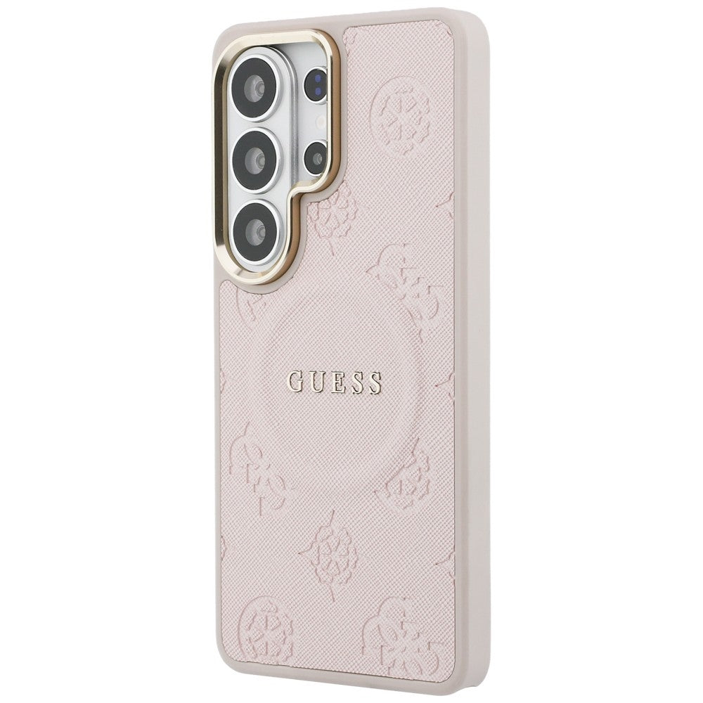 MagSafe-deksel for Samsung Galaxy S26 Ultra S948, Guess, Saffiano Peony preget ring, rosa
