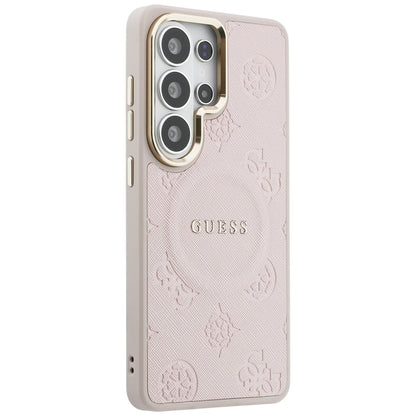MagSafe-deksel for Samsung Galaxy S26 Ultra S948, Guess, Saffiano Peony preget ring, rosa