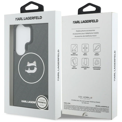 MagSafe-deksel for Samsung Galaxy S26 Ultra S948, Karl Lagerfeld, IML Choupette Head on KL Repeated Logo, Svart