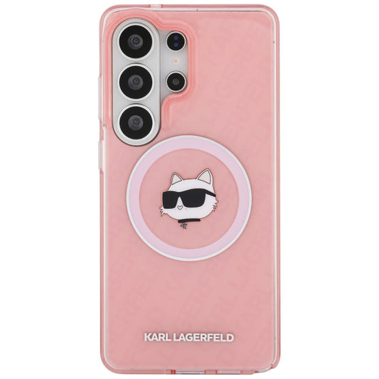 MagSafe-deksel for Samsung Galaxy S26 Ultra S948, Karl Lagerfeld, IML Choupette Head on KL Repeated Logo, Rosa
