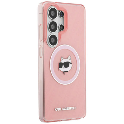 MagSafe-deksel for Samsung Galaxy S26 Ultra S948, Karl Lagerfeld, IML Choupette Head on KL Repeated Logo, Rosa