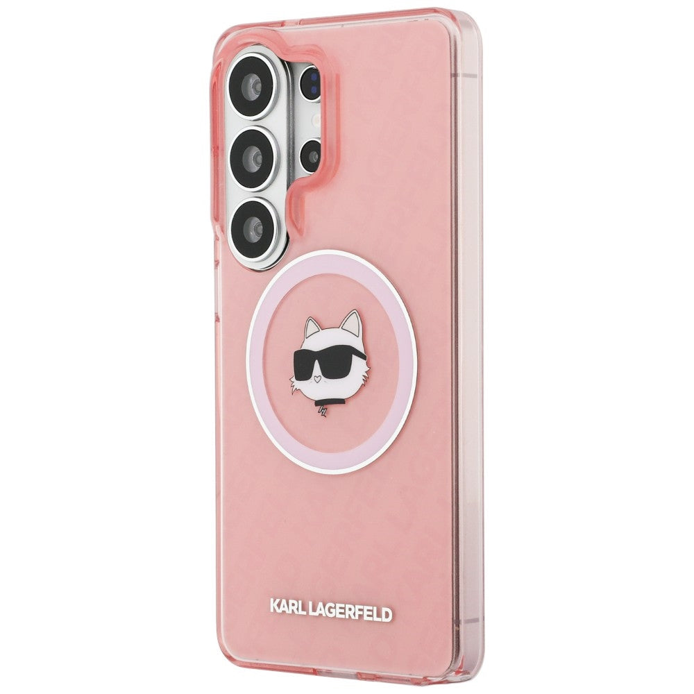 MagSafe-deksel for Samsung Galaxy S26 Ultra S948, Karl Lagerfeld, IML Choupette Head on KL Repeated Logo, Rosa
