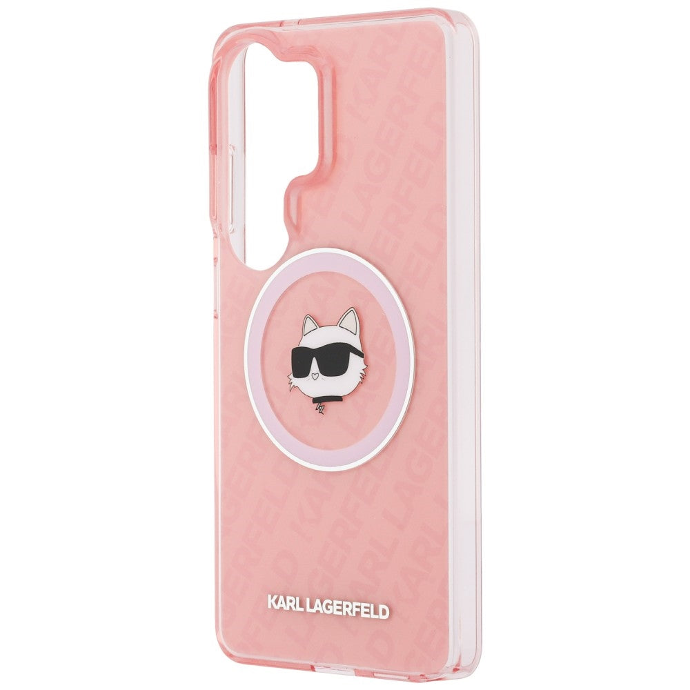 MagSafe-deksel for Samsung Galaxy S26 Ultra S948, Karl Lagerfeld, IML Choupette Head on KL Repeated Logo, Rosa