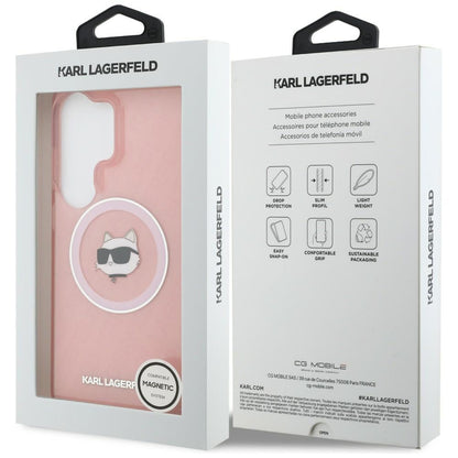 MagSafe-deksel for Samsung Galaxy S26 Ultra S948, Karl Lagerfeld, IML Choupette Head on KL Repeated Logo, Rosa