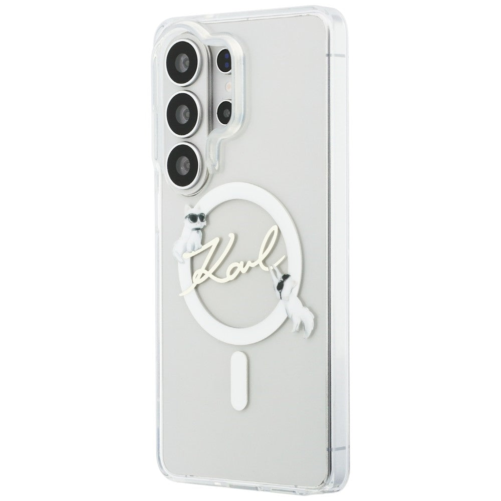 MagSafe-deksel for Samsung Galaxy S26 Ultra S948, Karl Lagerfeld, IML Choupette Karl Script Logo, Hvit