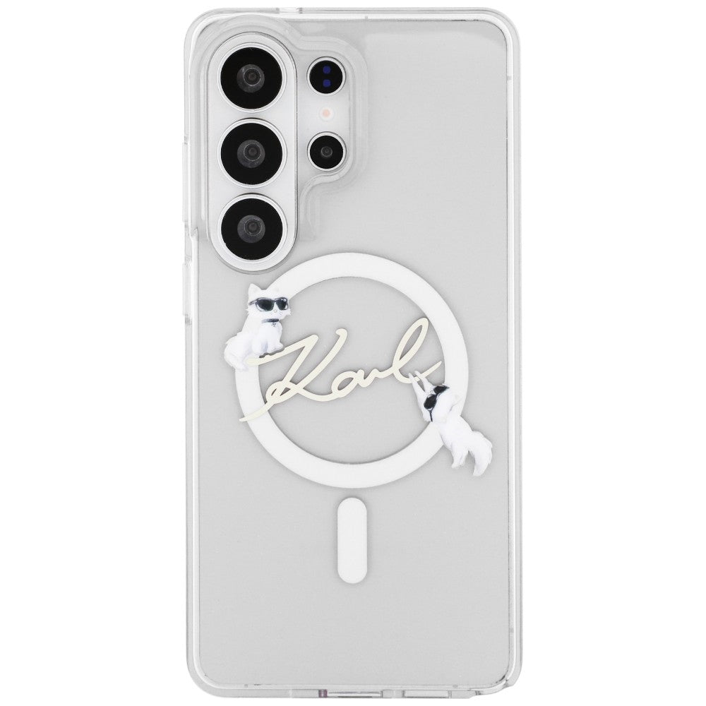 MagSafe-deksel for Samsung Galaxy S26 Ultra S948, Karl Lagerfeld, IML Choupette Karl Script Logo, Hvit