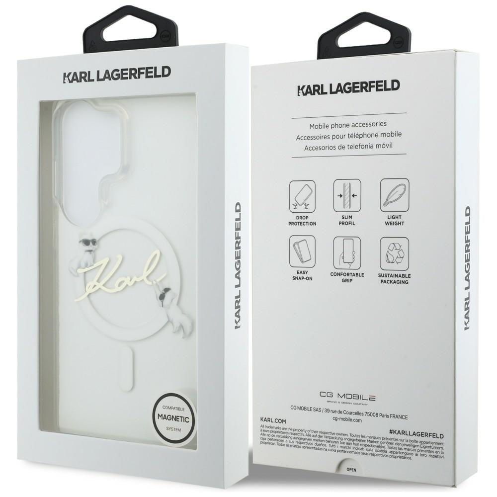 MagSafe-deksel for Samsung Galaxy S26 Ultra S948, Karl Lagerfeld, IML Choupette Karl Script Logo, Hvit