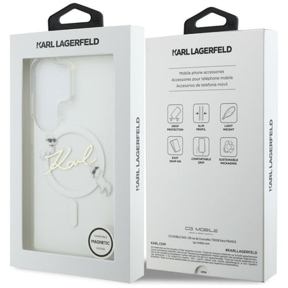 MagSafe-deksel for Samsung Galaxy S26 Ultra S948, Karl Lagerfeld, IML Choupette Karl Script Logo, Hvit