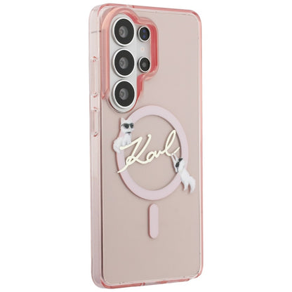 MagSafe-deksel for Samsung Galaxy S26 Ultra S948, Karl Lagerfeld, IML Choupette Karl Script Logo, Rosa