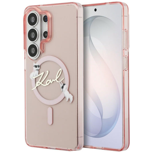 MagSafe-deksel for Samsung Galaxy S26 Ultra S948, Karl Lagerfeld, IML Choupette Karl Script Logo, Rosa