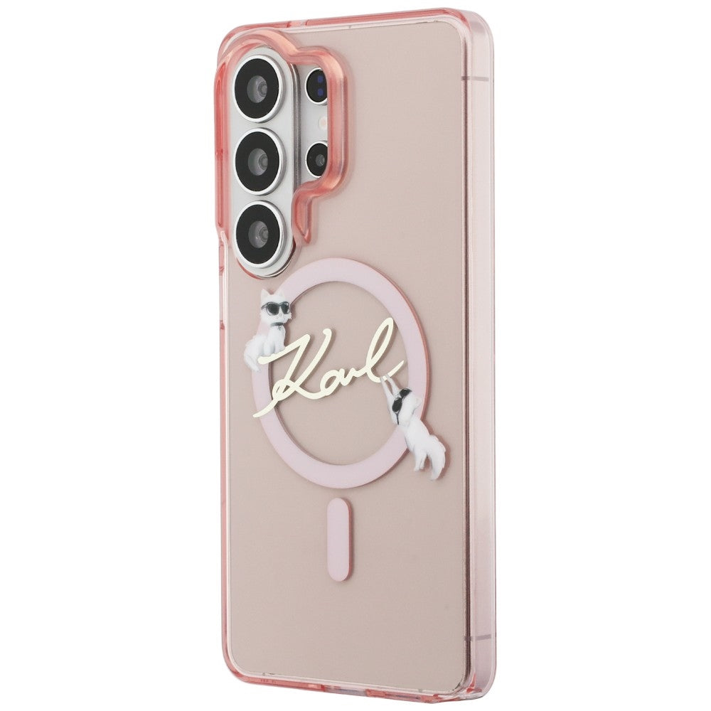 MagSafe-deksel for Samsung Galaxy S26 Ultra S948, Karl Lagerfeld, IML Choupette Karl Script Logo, Rosa