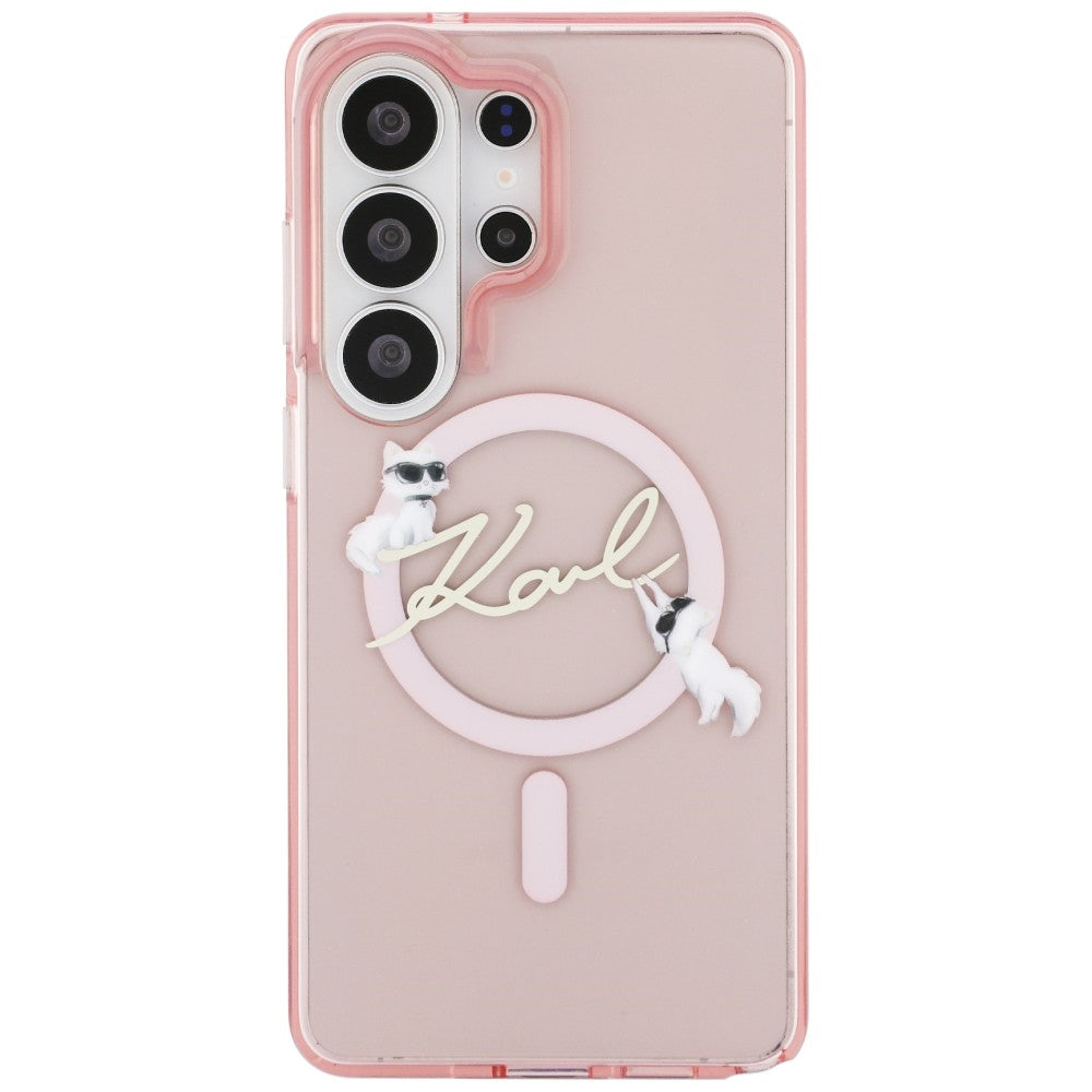 MagSafe-deksel for Samsung Galaxy S26 Ultra S948, Karl Lagerfeld, IML Choupette Karl Script Logo, Rosa